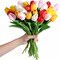 Fake Flowers Tulips Artificial Flower 15pcs Real Touch PU 14" for Spring Easter Home Kitchen Wedding Bouquet Bulk Mother's Gift Day Decorations(Assorted Colors,5)